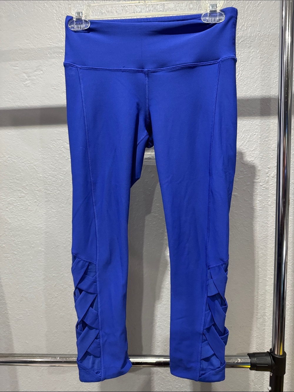 90 Degree By Reflex Cobalt Blue Women's Leggings with Crisscross Leg Detail
